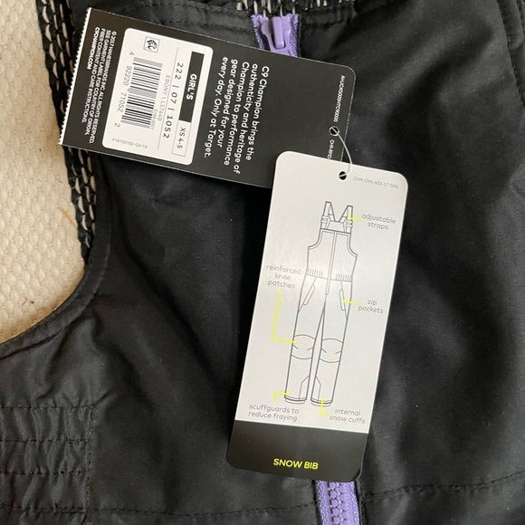 Kids Black Snow Bib Overalls Size XS 4-5 - Picture 8 of 9